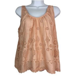 Vanessa‎ Virginia By Anthropologie Bettina Eyelet Swing Tank Top Peach Size 2